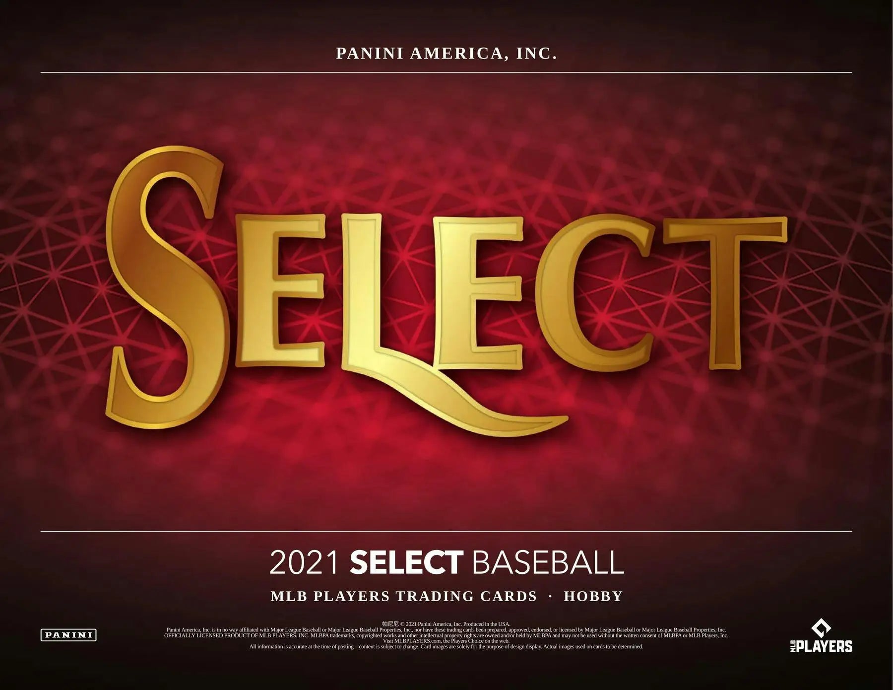 Gold metallic Select text logo from 2021 Panini Select Baseball Hobby Box