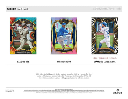 2021 Panini Select Baseball trading cards featuring metallic designs and rookie jersey autographs