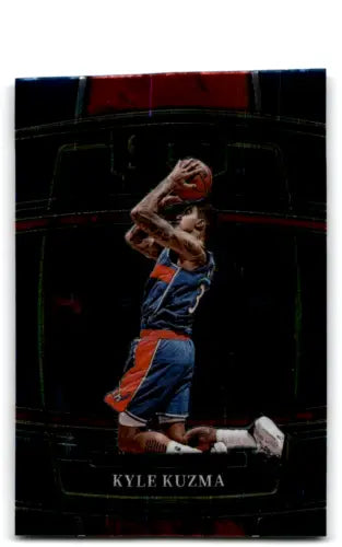 Basketball trading card of Kyle Kuzma in a blue and orange uniform, Panini Select Blue