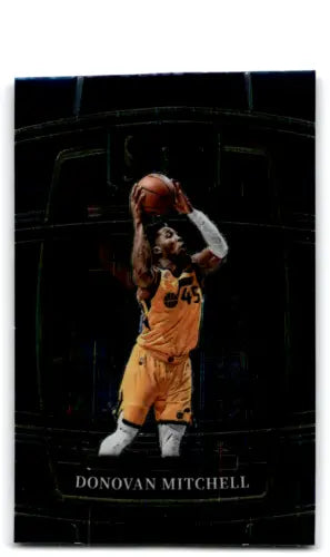 Basketball trading card of Donovan Mitchell in yellow jersey, Panini Select Blue design