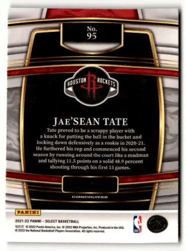 Jae’Sean Tate basketball card 2021 Panini Select Blue original gloss NM-MT Rockets