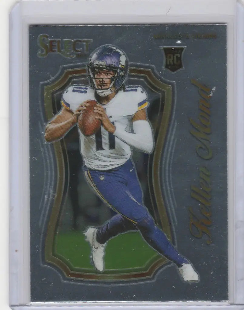 Football trading card of SCR6 Kellen Mond from the Minnesota Vikings throwing a pass