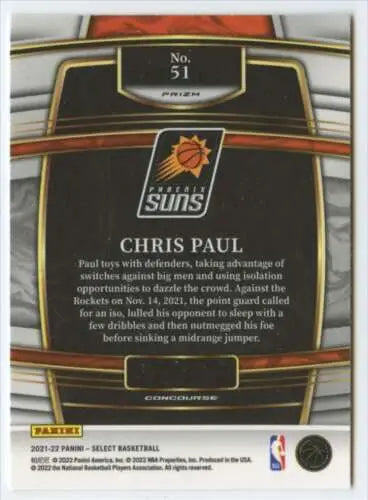 2021 Panini Select Silver Prizms #51 Chris Paul basketball card with original gloss finish