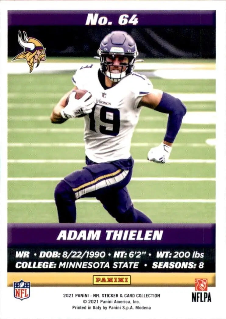 Adam Thielen 2021 Panini Sticker and Card Collection Minnesota Vikings NFL #64