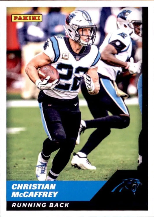 Christian McCaffrey football card from 2021 Panini Sticker and Card Collection