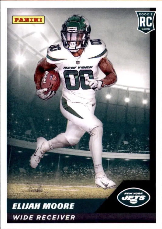 Elijah Moore Rookie football card from 2021 Panini Sticker and Card Collection New York Jets NFL