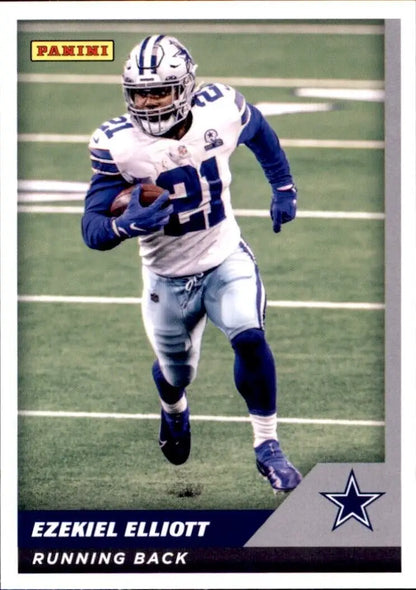 Ezekiel Elliott football card from 2021 Panini Sticker and Card Collection Dallas Cowboys NFL