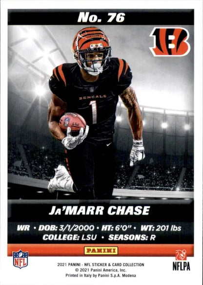 Ja’Marr Chase Rookie football card from 2021 Panini Sticker and Card Collection