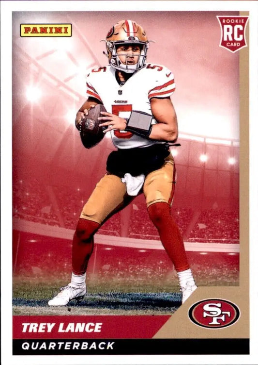 Trey Lance rookie card from the 2021 Panini San Francisco 49ers collection NFL #84