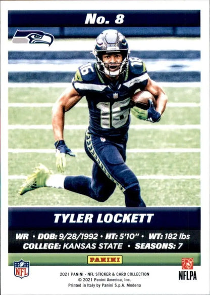 Tyler Lockett 2021 Panini card from Seattle Seahawks NFL card collection