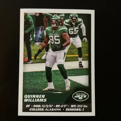 Quinnen Williams New York Jets NFL football card from Panini Stickers 2021 collection