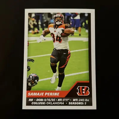 2021 Panini Stickers #125 Samaje Perine Cincinnati Bengals NFL Football Card NM-MT