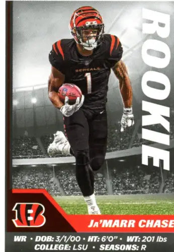 Ja’Marr Chase rookie card from 2021 Panini Stickers #128 featuring Cincinnati Bengals