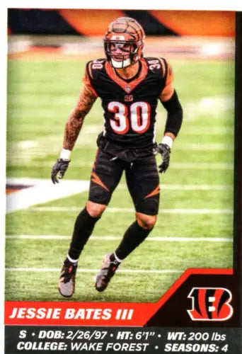 2021 Panini Stickers #133 Jessie Bates III Cincinnati Bengals football card display