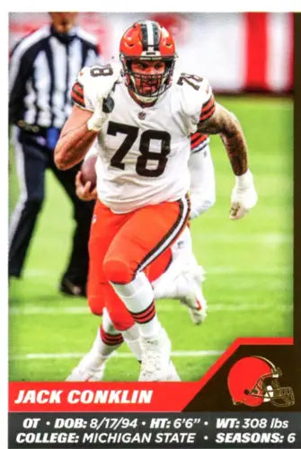 Jack Conklin Cleveland Browns football card from 2021 Panini Stickers collection