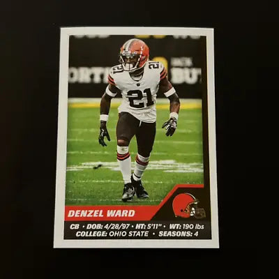 Denzel Ward NFL football card from 2021 Panini Stickers #149 Cleveland Browns