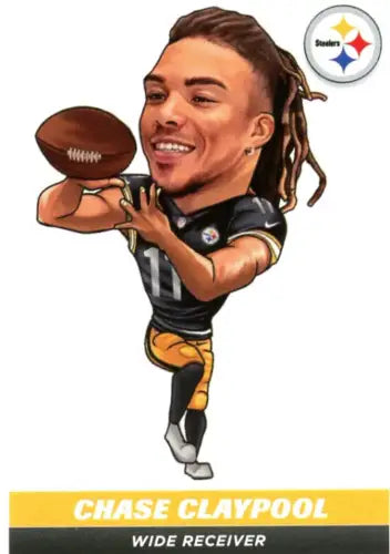 Cartoonish football player caricature of Chase Claypool from Panini Stickers for Pittsburgh Steelers