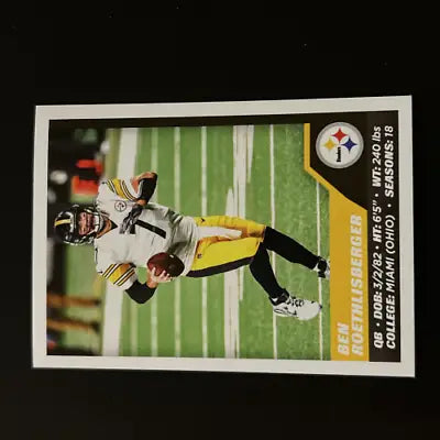 Ben Roethlisberger football card from 2021 Panini Stickers for Pittsburgh Steelers fans