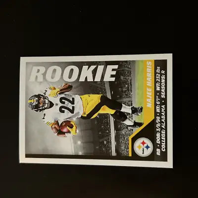 Najee Harris rookie card from 2021 Panini Stickers Pittsburgh Steelers collection