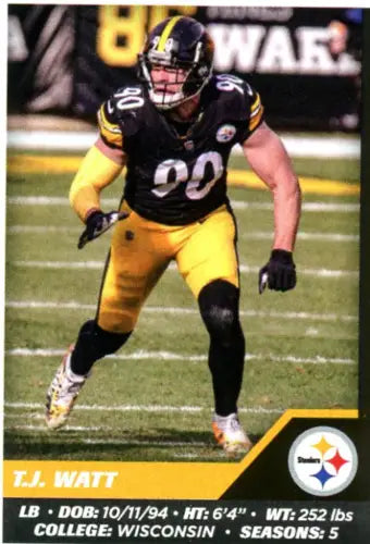 T.J. Watt Pittsburgh Steelers football card from 2021 Panini Stickers #164 NM-MT