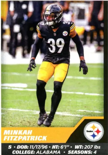 2021 Panini Stickers #165 Minkah Fitzpatrick Pittsburgh Steelers Football Card NM-MT