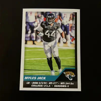 Myles Jack football card from 2021 Panini Stickers featuring Jacksonville Jaguars player