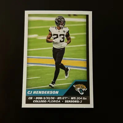 CJ Henderson football card from 2021 Panini Stickers, Jacksonville Jaguars NM-MT