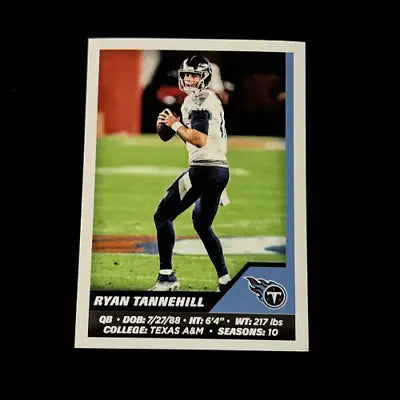 Ryan Tannehill football card from 2021 Panini Stickers featuring Tennessee Titans