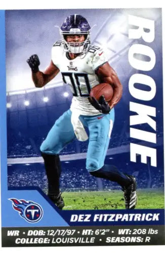 Dez Fitzpatrick rookie card from 2021 Panini Stickers featuring Tennessee Titans design