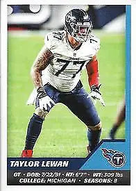 Taylor Lewan NFL Football Card from 2021 Panini Stickers #224 featuring the Titans