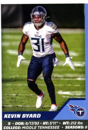 Kevin Byard Tennessee Titans 2021 Panini Stickers #229 Football Card NM-MT