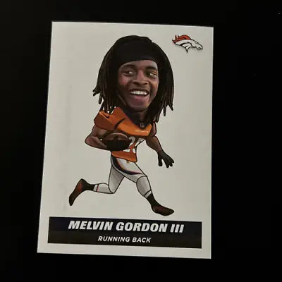 Melvin Gordon III caricature trading card from 2021 Panini Stickers Denver Broncos NFL