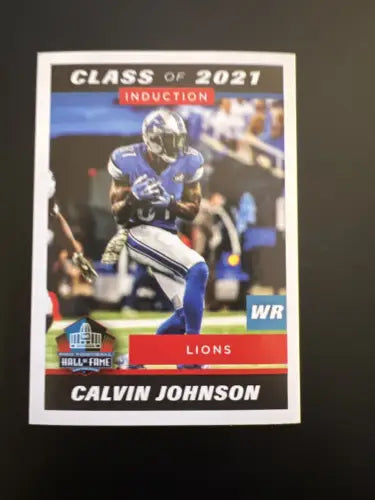 Calvin Johnson 2021 Panini Stickers #24 card showcasing Detroit Lions NFL legend