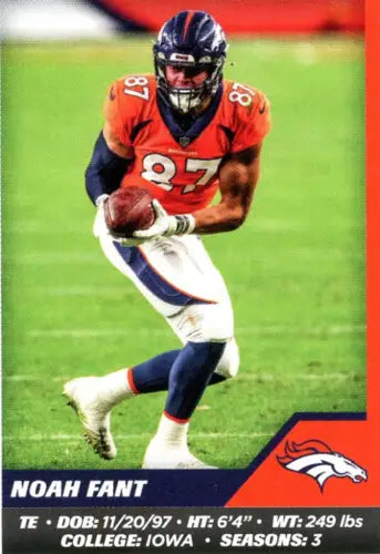 Noah Fant Denver Broncos 2021 Panini Stickers #241 Football Card NM-MT