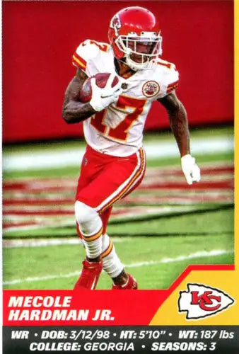 Mecole Hardman Jr. Kansas City Chiefs Football trading card from Panini Stickers 2021