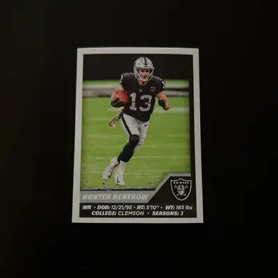 Hunter Renfrow football card from 2021 Panini Stickers Las Vegas Raiders NFL collection