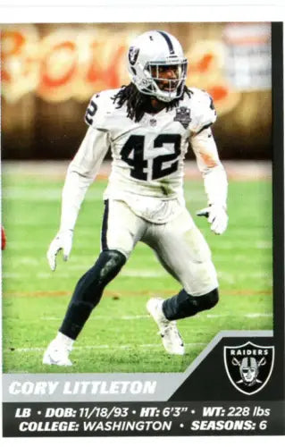 Cory Littleton Las Vegas Raiders football card from 2021 Panini Stickers #275