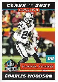 Charles Woodson Hall of Fame trading card from 2021 Panini Stickers NFL collection