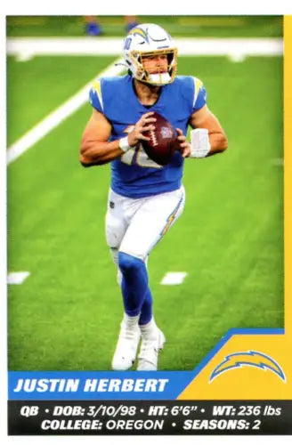 Justin Herbert Los Angeles Chargers football card from 2021 Panini Stickers #283