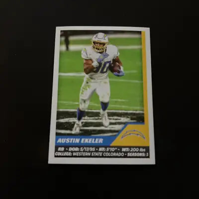 Austin Ekeler football card from 2021 Panini Stickers for Los Angeles Chargers