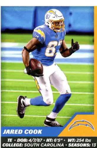 2021 Panini Stickers #290 Jared Cook Los Angeles Chargers Football Card NM-MT