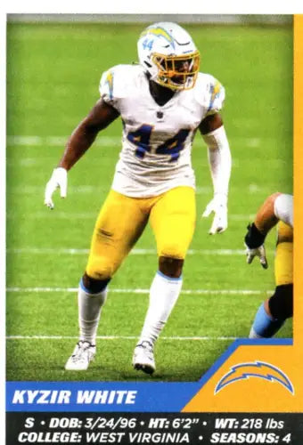 Kyzir White in Los Angeles Chargers uniform on 2021 Panini Stickers #294