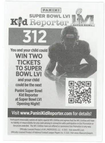 Panini Super Bowl LVI Kid Reporter ad featuring 2021 Panini Stickers Evan Engram Star Foil