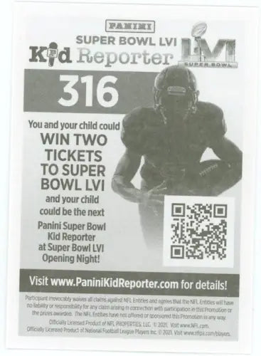 Panini Kid Reporter Super Bowl LVI ad for 2021 Saquon Barkley New York Giants card