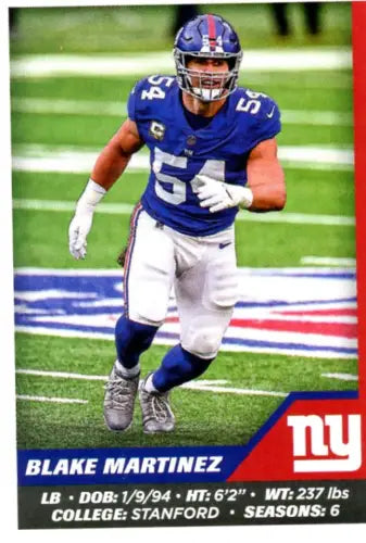 Blake Martinez 2021 Panini Stickers #324 New York Giants Football Card NM-MT