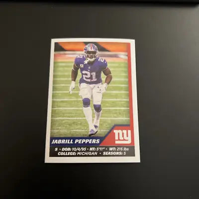 2021 Panini Stickers #326 Jabrill Peppers New York Giants NFL Football card