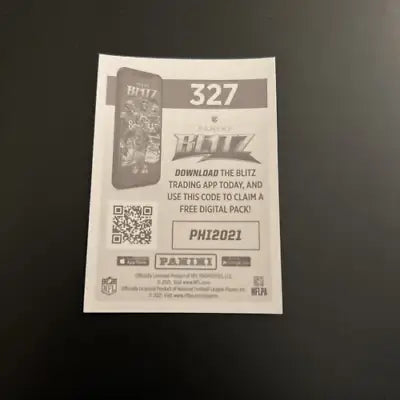 Blitz trading app promotional card featuring Philadelphia Eagles Logo from Panini Stickers