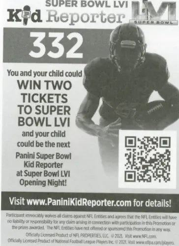 Super Bowl LVI Kid Reporter advertisement on 2021 Panini Stickers Miles Sanders Philadelphia Eagles