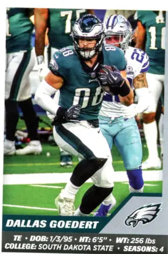 Dallas Goedert football card from 2021 Panini Stickers Philadelphia Eagles NFL set