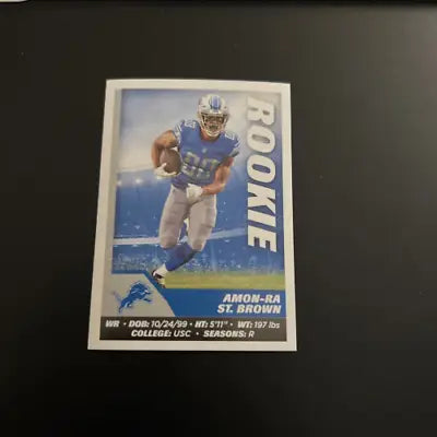 Amon-Ra St. Brown rookie card from 2021 Panini Stickers for Detroit Lions collectors